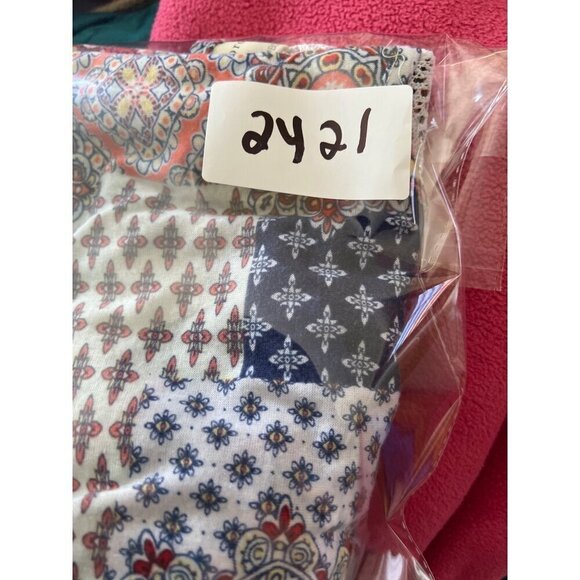 Patchwork Print Boho Top With Lace Ruffle Sleeves Bobbie Brooks Large Lagom - Picture 11 of 11